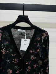 DIOR KNITTED V-NECK FLORAL EMBROIDERED CARDIGAN 276698