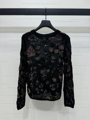 DIOR FLORAL EMBROIDERED KNITTED LONG-SLEEVE TOP 276695