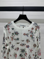 DIOR FLORAL EMBROIDERED KNITTED LONG-SLEEVE TOP 276696