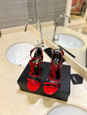 SL CASSANDRA HEELED SANDALS RED CALFSKIN