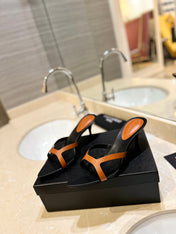 SL OPEN-TOES HIGH HEELS SLIPPER COPPER CALFSKIN