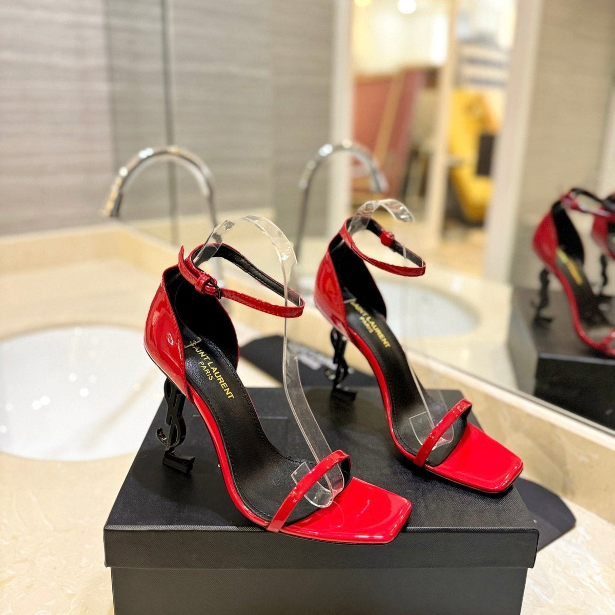 SL OPYUM SANDALS 105 RED POLISHED CALFSKIN