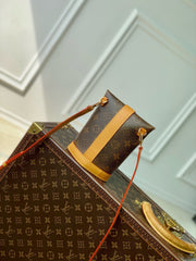 ENVELOPE POUCH 18 IN BROWN MONOGRAM COATED CANVAS AND CALFSKIN