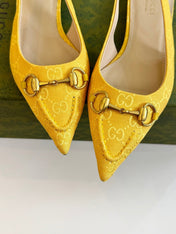 GG HORSEBIT SLINGBACK BALLET FLAT LEMON CANVAS