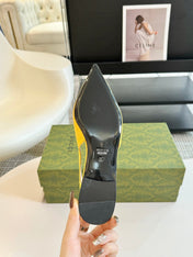 GG HORSEBIT SLINGBACK BALLET FLAT LEMON CANVAS