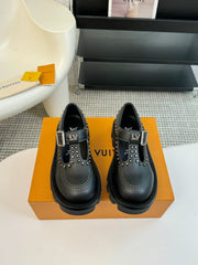 LV CHECKER MARY JANE IN BLACK CALFSKIN