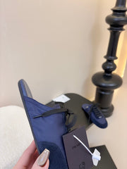 SNEAKER MULES IN NAVY BLUE NYLON AND SUEDE