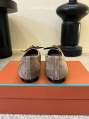 LP 26S BALLET FLATS IN BROWN SUEDE WITH SATIN BOW