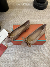 LP 26S BALLET FLATS IN BROWN SUEDE WITH SATIN BOW