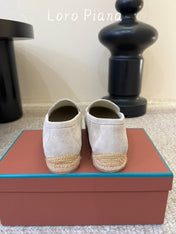LP 26S ESPADRILLE LOAFERS IN LIGHT GREY SUEDE WITH JUTE TRIM
