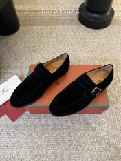 LP 26S MONK STRAP LOAFERS IN BLACK SUEDE SILVER HARDWARE