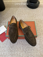 LP 26S MONK STRAP LOAFERS IN DARK BROWN SUEDE SILVER HARDWARE
