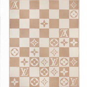 CHECKMATE BLANKET 180 CM IN WHITE MIX MACAROON TAN WOOL AND CASHMERE 403903