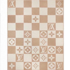 CHECKMATE BLANKET 180 CM IN WHITE MIX MACAROON TAN WOOL AND CASHMERE 403903