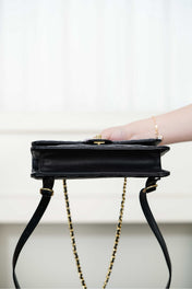 CHANEL 25S TOP HANDLE FLAP 23 CM IN BLACK LAMBSKIN WITH GOLD HARDWARE