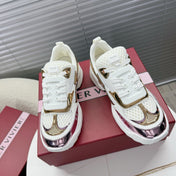 VIV' ON THE RUN SNEAKERS IN GOLD PINK PATENT CALFSKIN AND WHITE FABRIC