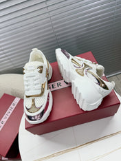 VIV' ON THE RUN SNEAKERS IN GOLD PINK PATENT CALFSKIN AND WHITE FABRIC