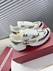VIV' ON THE RUN SNEAKERS IN GOLD PINK PATENT CALFSKIN AND WHITE FABRIC
