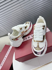 VIV' ON THE RUN SNEAKERS IN GOLD PINK PATENT CALFSKIN AND WHITE FABRIC
