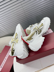 VIV' ON THE RUN SNEAKERS IN GOLD PATENT CALFSKIN AND WHITE FABRIC