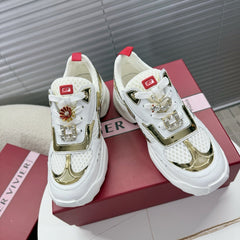 VIV' ON THE RUN SNEAKERS IN GOLD PATENT CALFSKIN AND WHITE FABRIC