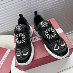 VIV' ON THE RUN SNEAKERS IN BLACK PATENT CALFSKIN AND FABRIC
