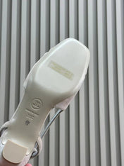 SLINGBACKS IN GREY SUEDE AND SILVER LAMBSKIN