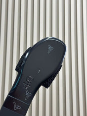 CC WOVEN SLIPPERS BLACK COWHIDE SOLE