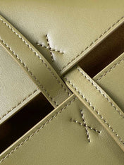 LOEWE 25S PUZZLE FOLD BAG 31 IN OLIVE GREEN AND DARK BLUE SHINY CALFSKIN