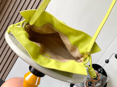 LOEWE 25S LARGE FLAMENCO CLUTCH BAG 30 IN LIME GOLD CALFSKIN