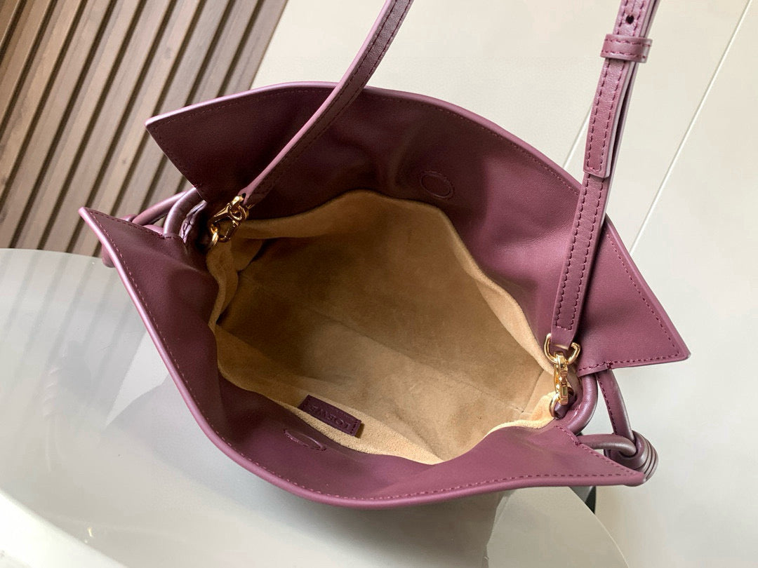 LOEWE 25S MEDIUM FLAMENCO CLUTCH BAG 23 IN DARK ROSEWOOD CALFSKIN