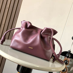 LOEWE 25S MEDIUM FLAMENCO CLUTCH BAG 23 IN DARK ROSEWOOD CALFSKIN