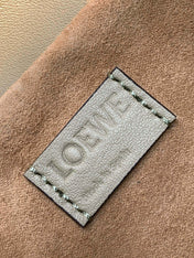 LOEWE 25S LARGE FLAMENCO CLUTCH BAG 30 IN DUSTY KHAKI CALFSKIN