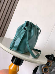 LOEWE 25S LARGE FLAMENCO CLUTCH BAG 30 IN DEEP TEAL CALFSKIN