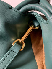 LOEWE 25S MEDIUM FLAMENCO CLUTCH BAG 23 IN DEEP TEAL CALFSKIN