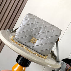 LOEWE 25S PUFFER GOYA BAG 23 IN LIGHT GRAY NAPPA LAMBSKIN