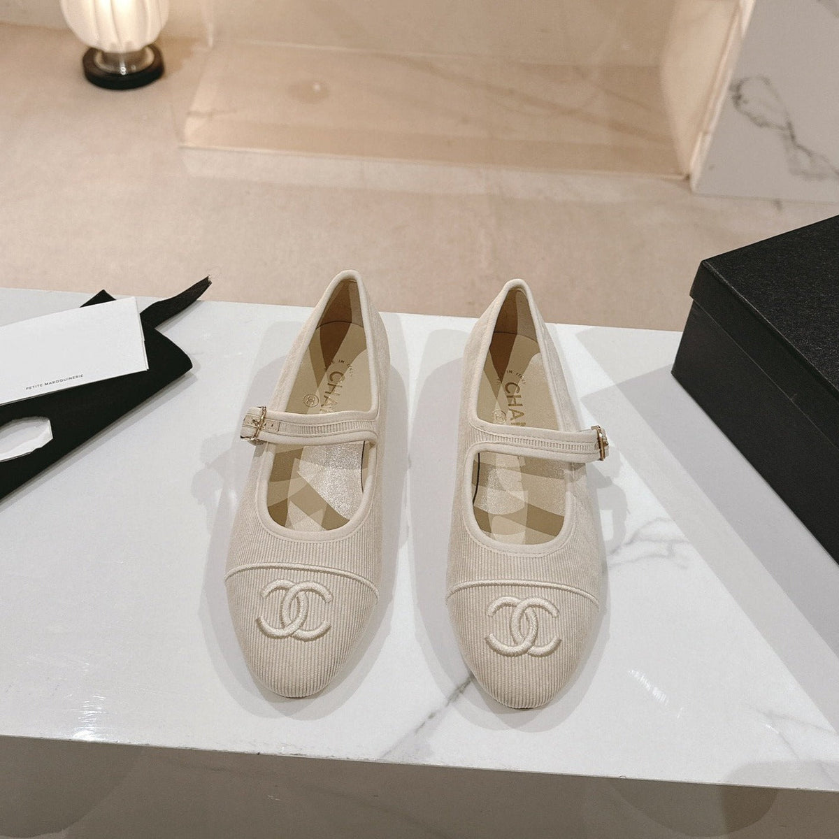 mary jane flat light pink corduroy