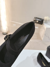 mary jane flat black corduroy