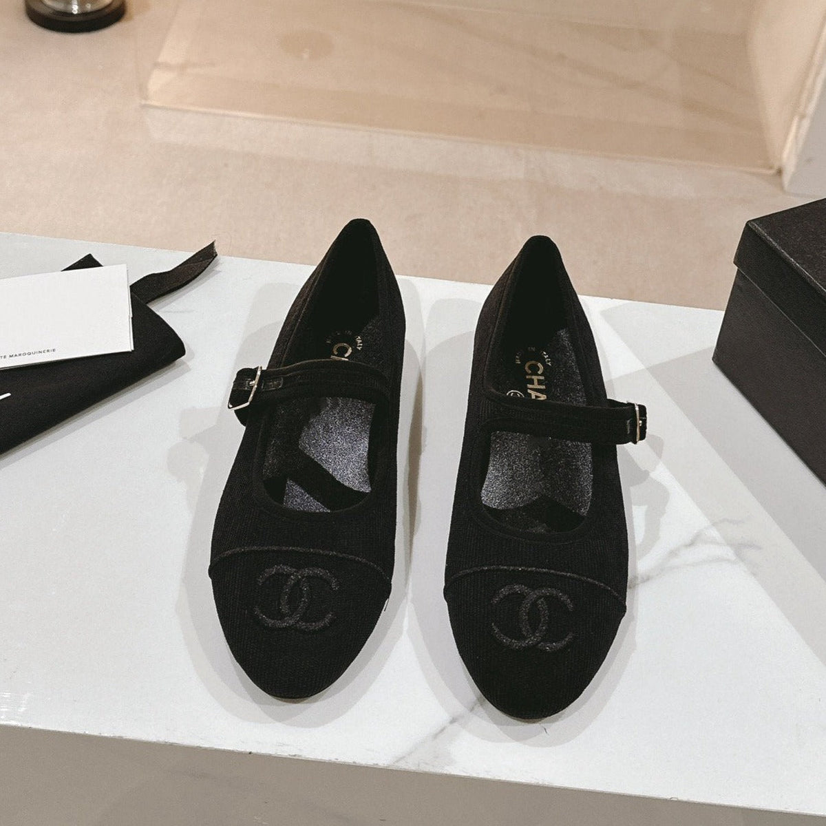 mary jane flat black corduroy