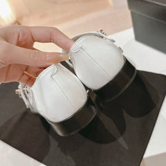 mary jane flat white black patent calfskin