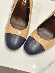 HIGH SLINGBACKS PEANUT BROWN MIX BLACK SHEEPSKIN