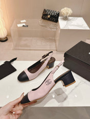 SLINGBACKS LIGHT PINK MIX BLACK SHEEPSKIN