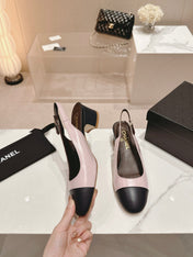 SLINGBACKS LIGHT PINK MIX BLACK SHEEPSKIN