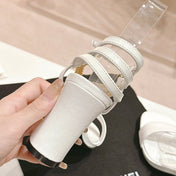 Double C Leather High Heel Sandals White