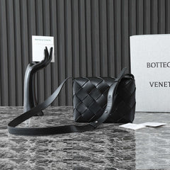 BOTTEGA VENETA 25S DIAGO 22 IN BLACK CALFSKIN PATENT SILVER HARDWARE