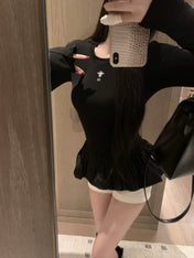 DIOR 25S LONG-SLEEVE PEPLUM T-SHIRT STYLE 186