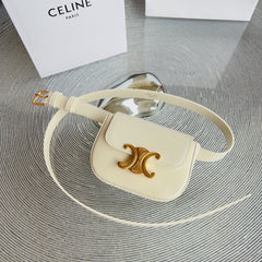 CL BELT BAG TRIOMPHE 25 MM BELT TRIOMPHE WHITE CALFSKIN GOLD HARDWARE