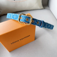 LV  30MM BELT LIGHT BLUE MONOGRAM DENIM GOLD HARDWARE