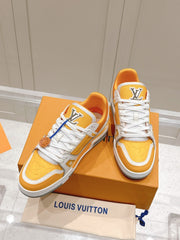 LV TRAINER SNEAKER IN SAFFRAN YELLOW GRAINED CALFSKIN