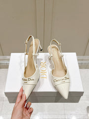 MY DD 25S SLINGBACK PUMP 50MM IN WHITE GLOSSY CALFSKIN